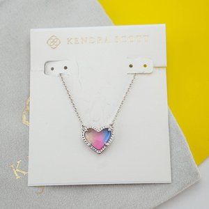 Kendra Scott Silver Ari Heart Necklace in Watercolor Illusion